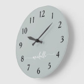 Minimalistisch Sage Groen Monogram Signature Scrip Grote Klok (Hoek)