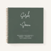 Minimalistisch Sage Groen Mos Bruiloft Gast Notiti Notitieboek (Voorkant)