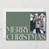 Minimalistisch  Sage Groen Twee foto Kerstmis Feestdagenkaart (Voorkant)