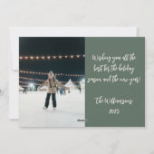 Minimalistisch  Sage Groen Twee foto Kerstmis Feestdagenkaart (Achterkant)