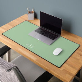 Minimalistisch Sage Groen Twee Monogram Kantoor Bureaumat