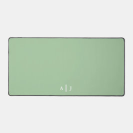 Minimalistisch Sage Groen Twee Monogram Kantoor Bureaumat