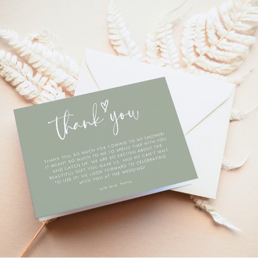 Minimalistisch Sage Groen Vrijgezellenfeest Dank u Bedankkaart