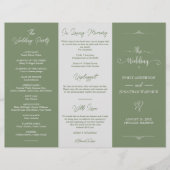 Minimalistisch Sage Groen Wit Luxe Bruiloft Progra (Voorkant)