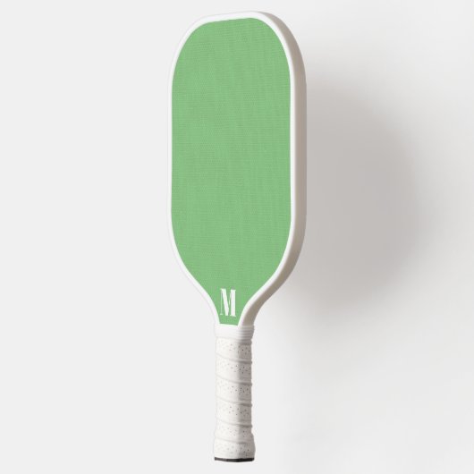 Minimalistisch Sage Groene Textuur Modern Monogram Pickleball Paddle (Links)