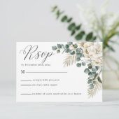 Minimalistisch Salie groen bloemeneucalyptus bruil RSVP Kaartje (Staand voorkant)