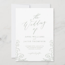 Minimalistisch Salie Groen Groen Boho Bloemen Brui Kaart