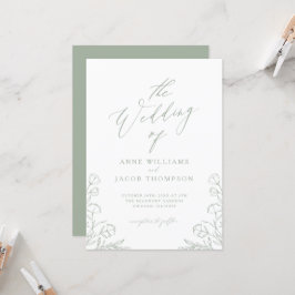 Minimalistisch Salie Groen Groen Boho Bloemen Brui Kaart