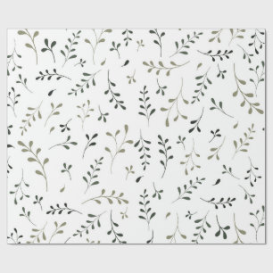 Minimalistisch saliegroen botanisch bladpatroon cadeaupapier