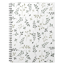 Minimalistisch saliegroen botanisch bladpatroon notitieboek