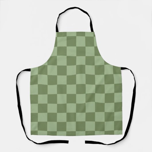 Minimalistisch saliegroen dambordpatroon schort (Voorkant)