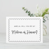 Minimalistisch scalloped border matron of eremkaar kaart (Staand voorkant)