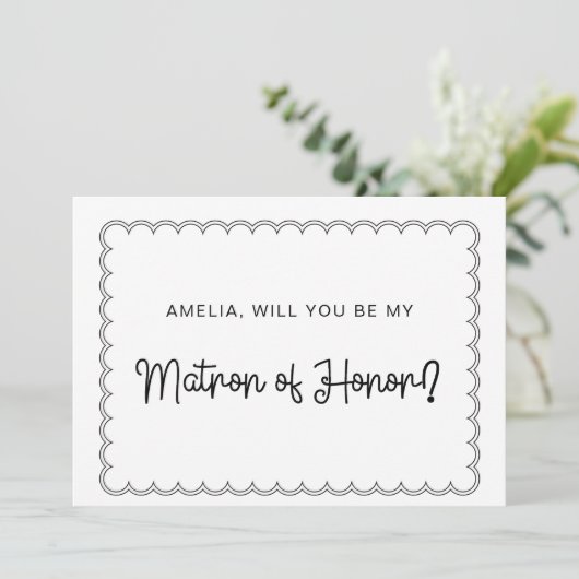 Minimalistisch scalloped border matron of eremkaar kaart (Staand voorkant)