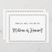 Minimalistisch scalloped border matron of eremkaar kaart (Voorkant / Achterkant)