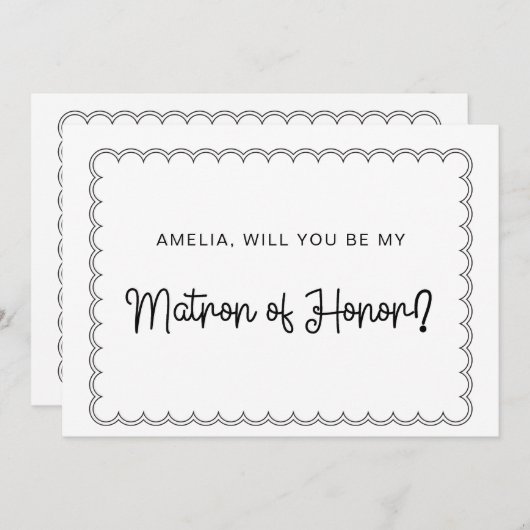 Minimalistisch scalloped border matron of eremkaar kaart (Voorkant / Achterkant)