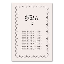 Minimalistisch scalloped Border Table Number met n Kaart