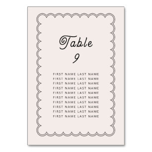 Minimalistisch scalloped Border Table Number met n Kaart