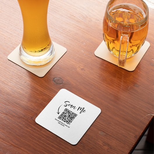 Minimalistisch Scan Me QR Code Restaurantontwerp Kartonnen Onderzetters