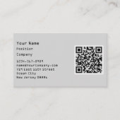 Minimalistisch scanbaar grijs en zwart bedrijf visitekaartje (Voorkant)