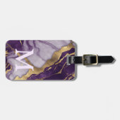 Minimalistisch Scandinavisch Paarse Marmeren Monog Bagagelabel (Voorkant horizontaal)