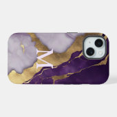 Minimalistisch Scandinavisch Paarse Marmeren Monog iPhone 15 Case (Achterkant horizontaal)