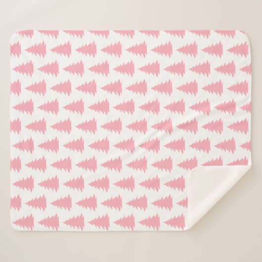 Minimalistisch Scandinavisch roze bos Sherpa Deken (Voorkant (horizontaal))