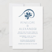 Minimalistisch Scandinavische Blue Floral Wedding Kaart (Voorkant)