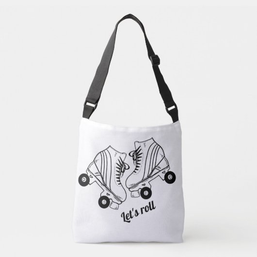 Minimalistisch Schaats met zwarte witte rolschaats Crossbody Tas (Voorkant)