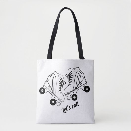 Minimalistisch Schaats met zwarte witte rolschaats Tote Bag (Voorkant)
