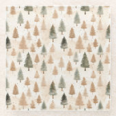 Minimalistisch schandaal Neutraal Beige kerstbomen Glazen Onderzetter (Voorkant)