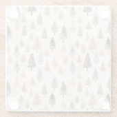 Minimalistisch schandaal Neutraal Beige kerstbomen Glazen Onderzetter (Achterkant)