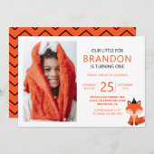 Minimalistisch schattig klein vosje zigzag foto ve kaart (Voorkant / Achterkant)