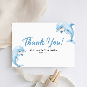 Minimalistisch Schattige Dolfijn Baby shower Bedan Notitiekaartje