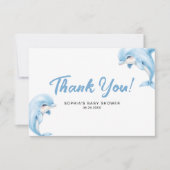 Minimalistisch Schattige Dolfijn Baby shower Bedan Notitiekaartje (Voorkant)