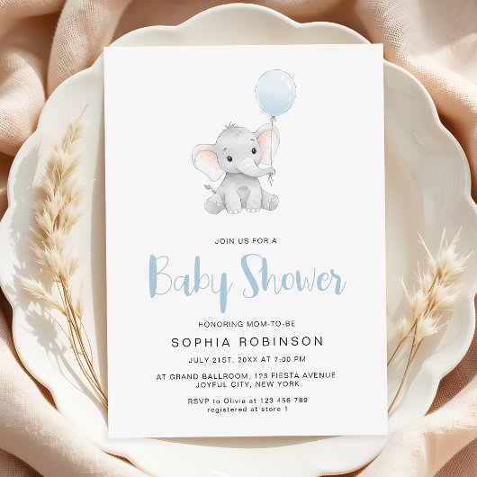 Minimalistisch Schattige Elephant Boy Baby shower Kaart