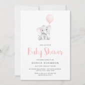 Minimalistisch Schattige Elephant Girl Baby shower Kaart (Voorkant)