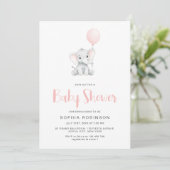 Minimalistisch Schattige Elephant Girl Baby shower Kaart (Staand voorkant)