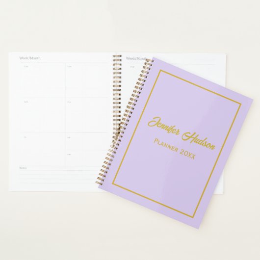 Minimalistisch Schattige Girly Bleek Lila Script W Planner (Display)