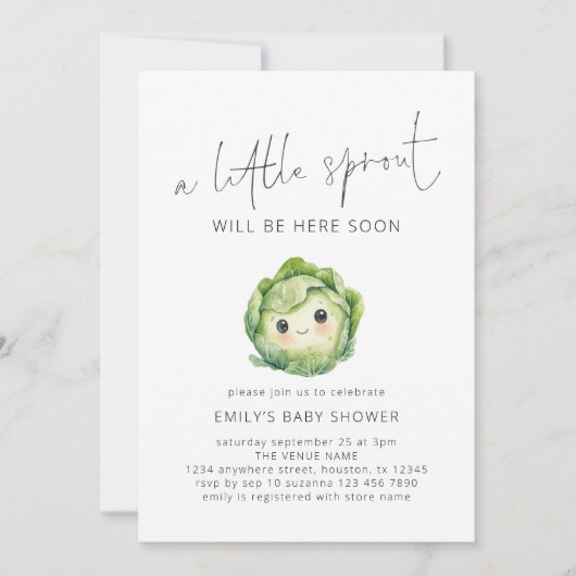 Minimalistisch Schattige Little Sprout Baby shower Kaart (Voorkant)