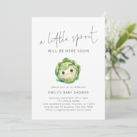 Minimalistisch Schattige Little Sprout Baby shower Kaart (Staand voorkant)