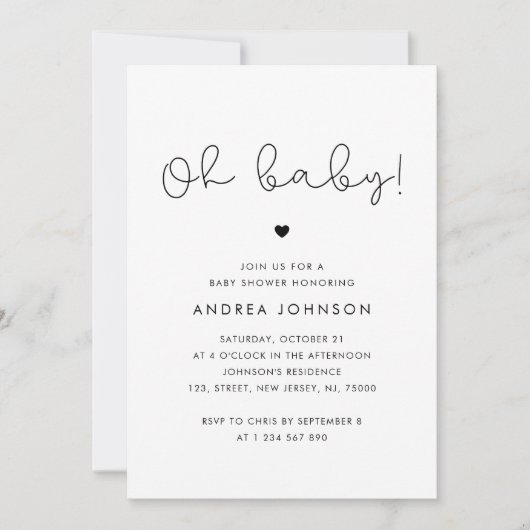 Minimalistisch Schattige Script QR Code Photo Baby Kaart (Voorkant)