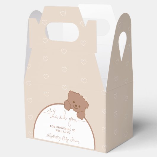 Minimalistisch Schattige Teddy Bear Baby shower Bedankdoosjes (Geopend)