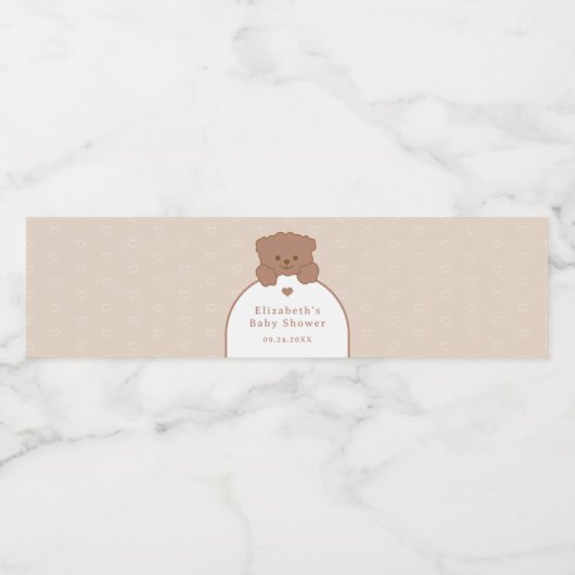 Minimalistisch Schattige teddybeer modern Baby sho Waterfles Etiket (Enkel label)