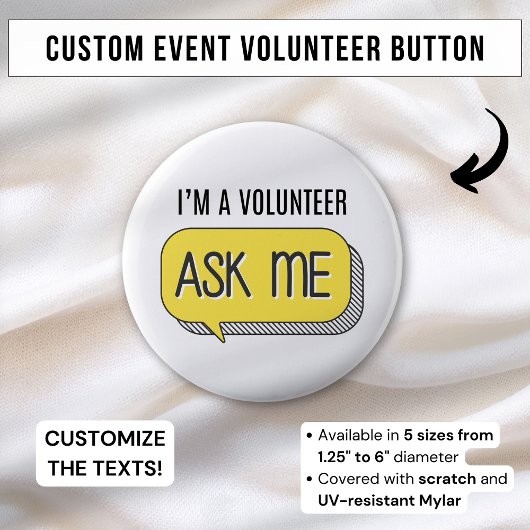 Minimalistisch Schattige vrijwilligersbord Vraag m Ronde Button 5,7 Cm