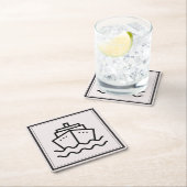 Minimalistisch schip in elegante ingelijste oceaan kartonnen onderzetters (Insitu)