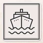 Minimalistisch schip in elegante ingelijste oceaan kartonnen onderzetters (Voorkant)