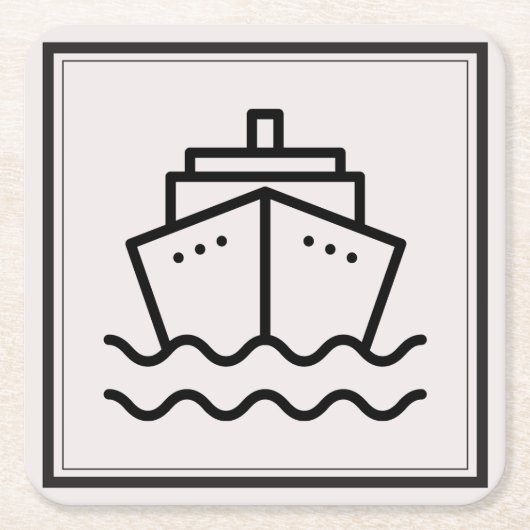 Minimalistisch schip in elegante ingelijste oceaan kartonnen onderzetters (Voorkant)