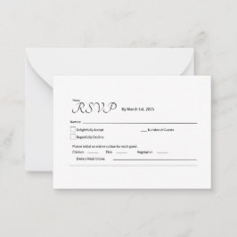 Minimalistisch: schone RSVP-kaart Notitiekaartje