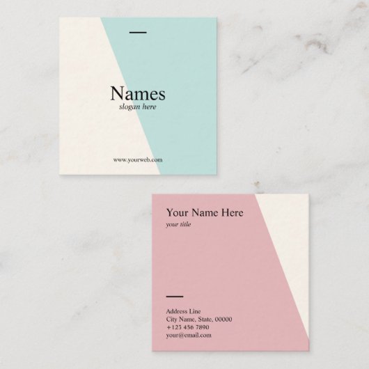 Minimalistisch schoner pasta (standaard) Visitekaa Vierkante Visitekaartje (Voorkant / Achterkant)