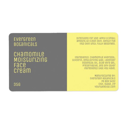 Minimalistisch schoonheidslabel - grijs en geel etiket (Voorkant)